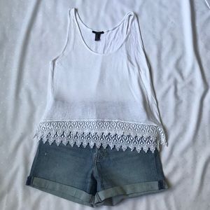 Forever 21 White Crochet  Boho Tank